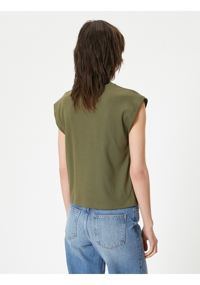 Koton Bisiklet Yaka Tişört Slim Fit Kısa Kollu Haki 4sak50148ek Haki