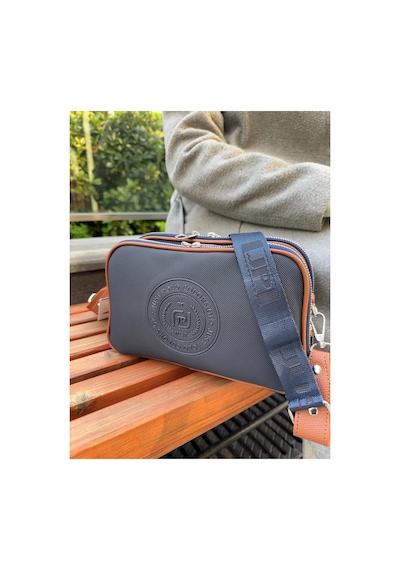 Just Polo Kadın Kabartma Baskılı Omuz Çantası Lacivert - Taba 58339482