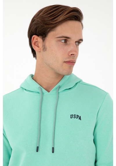 U.S. Polo Assn. Erkek Kapüşonlu Mint Basic Şardonlu Sweatshirt 50295176-VR090