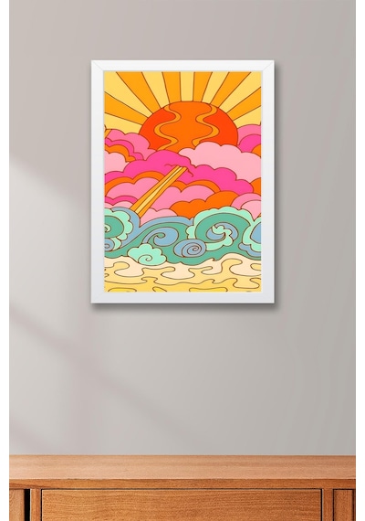 Gün Batımı Renkli Bulutlar Çerçeveli Tablo - Pop Art Poster Tablo