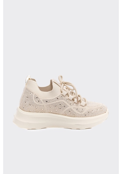 Derinet Comfort Taban Taşlı Kadın Sneaker Bej Bej
