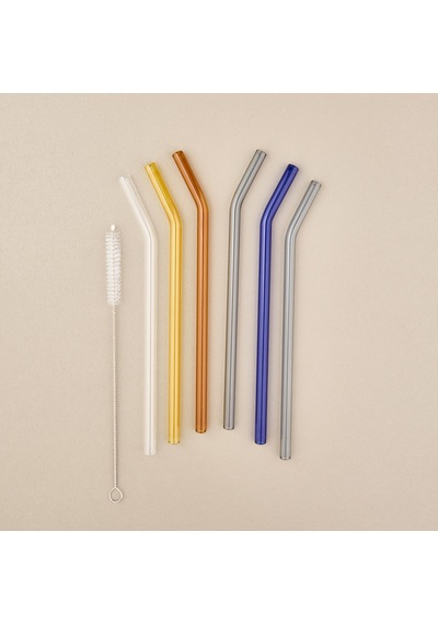Straw Color 6'lı Cam Pipet Fırça Seti - Renkli Çok Renkli