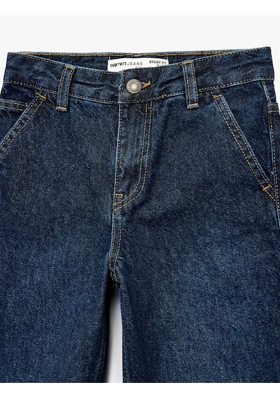 Koton Pamuklu Cepli Baggy Fit Denim Pantolon Dark Indıgo 6skb40047td Koyu İndigo