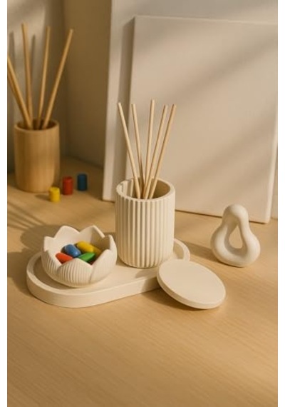 Dekoratif Set Minimalist Şık Tasarım 4 Parça Çok Renkli