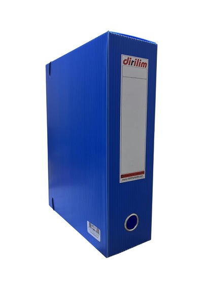 Tr Arşiv Klasörü 24x9x32cm A4 İçin Oluklu Plastik Mavi Lastikli Sırt Etiketli Metal Parmak Halkalı Arşiv Kutusu 3