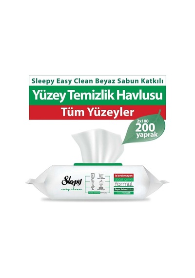 Sleepy Easy Clean Beyaz Sabun Katkılı Islak Mendil 2x100 200 Yaprak Tekli