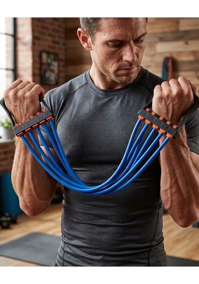 Fitness Direnç Lastiği Evde Spor İçin Çok Amaçlı Egzersiz Bandı Açık Bej