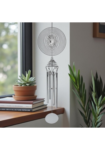 Feng Shui Güneş Temalı Rüzgar Çanı Dış Mekan Bahçe Balkon Süsü Yeni Ev & Arkadaş Hediyesi 60 Cm.
