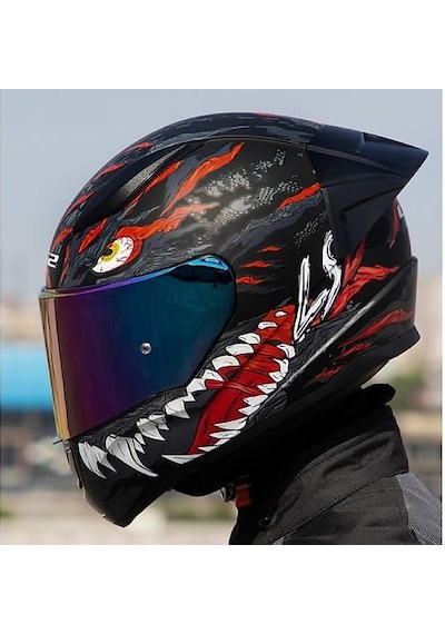Ls2 Rapıd 2 Race Kaıju Fullface Motosiklet Kaskı Gökkuşağı Camlı Siyah