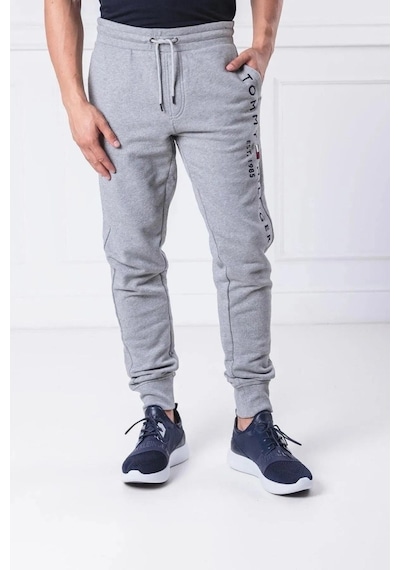Tommy Hilfiger Erkek Alt Eşofman Yazı Logo Nakışlı Gri