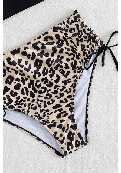 Angelsin Leopar Yanlardan Büzgü Ayarlama Detaylı Bikini Altı 001