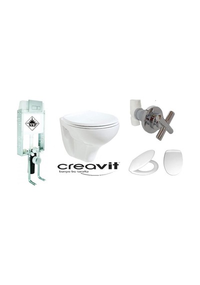 Nkp Gömme Rezervuar + Ara Kesme + Tp320 Creavit Asma Klozet + Akd