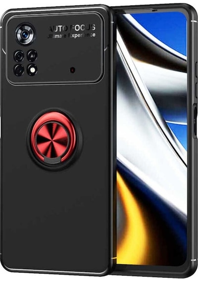 Xiaomi Poco M4 Pro 4g Kılıf Zore Ravel Silikon Kapak Siyah-Kırmızı