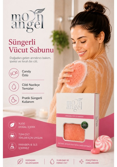 Süngerli Sabun Doğal Güzellik Candy Extract Vücut Sabunu Çiçek - Meyve