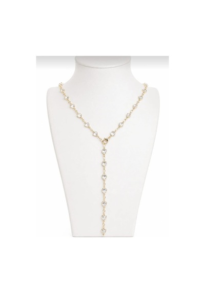 Lunarie Kalp Taşlı Vintage Y Kolye 14k Gold Beyaz Kristal Zirkon Altın