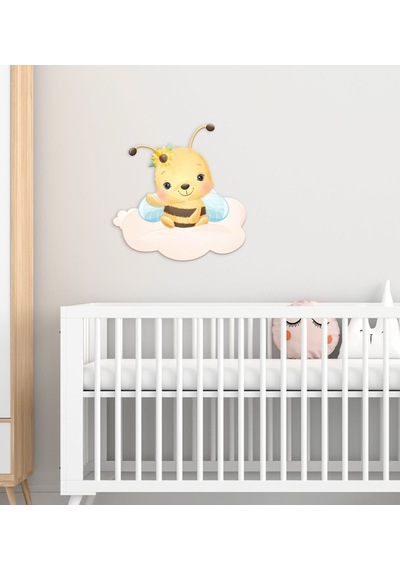 BK Gift Sevimli Arı Tasarımlı Çocuk Odası Ahşap Duvar Süsü-2