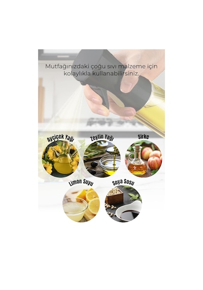 Vienev Püskürtmeli Sprey Yağdanlık Cam Şişe - Izgara Fritöz Salata Yağ Püskürtücü Siyah