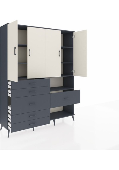 Hyperion Gardrop 7 Raflı 6 Çekmeceli 4 Kapaklı 176x44x221 Antrasit-aytaşı/antrasit Beyaz Hyperion Gardrop 7 Raflı 6 Çekmeceli 4 Kapaklı 176x44x221 Antrasit-aytaşı/antrasit Beyaz