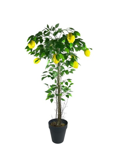 Yapay Limon Ağacı 130Cm 8 Limonlu Doğal Görünümlü Siyah Plastik S