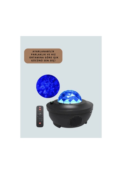 Astraltech Yıldız & Okyanus Dalga Projektörü Bluetooth / Usb Hoparlörlü Altın