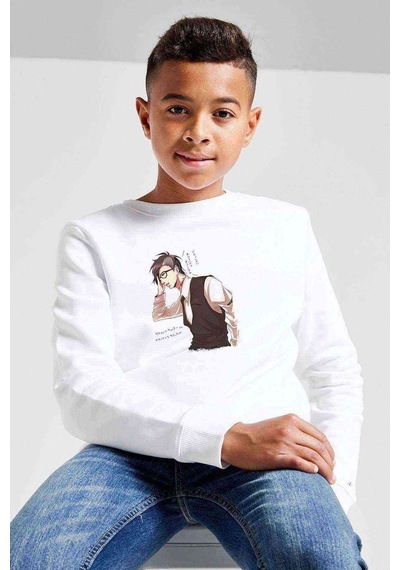 Tshirthane Anime Tokyo Ghoul Anteiku Baskılı Unisex Çocuk Beyaz Sweatshirt (534774410) Beyaz