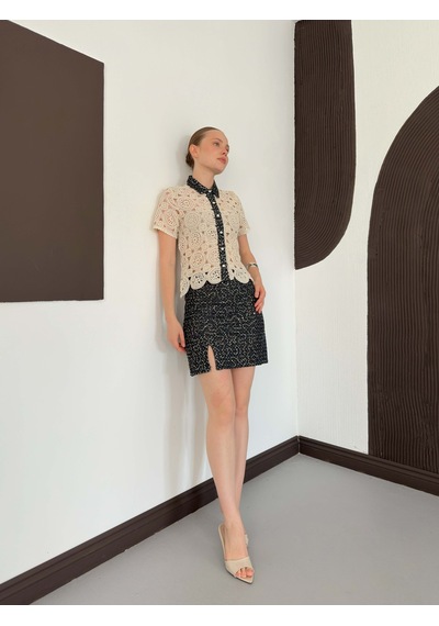 Verymoda Pullu Kot Etek D2853 Siyah