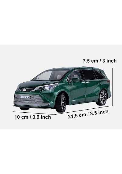 Kutulu Koleksiyon 1 / 24 Ölçek Toyota Sienna Mpv Yeşil Metal Araba