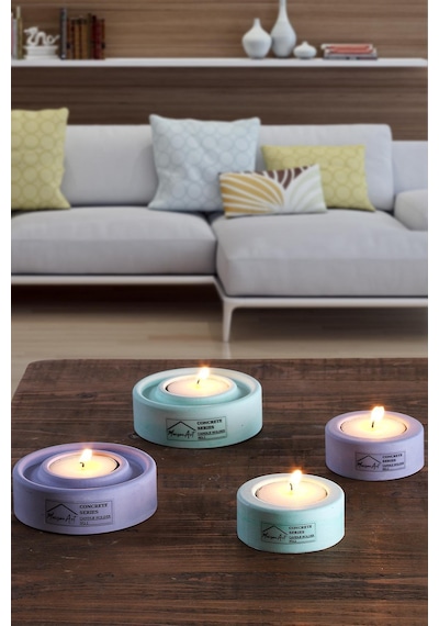 Holder 4'lü Set Mumluk Tea Light Mumluk Seti Lila-yeşil Lila- Yeşil