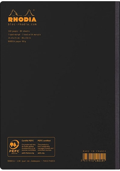 Rhodia Composition Book A5 Çizgili Defter Black 119219c Siyah