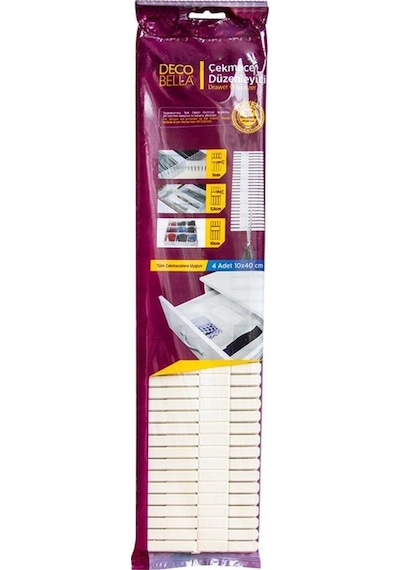 2 Adet Ayarlanabilir Çekmece Düzenleyici 4'lü 10x40 Cm Plastik 40 X 40 Beyaz Tr Diğer