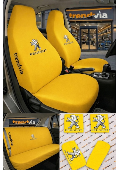 Peugeot Eski Logolu Oto Koltuk Kılıfı Ön Arka Set Penye Universal Koltuk Koruyucu Servis Kılıfı