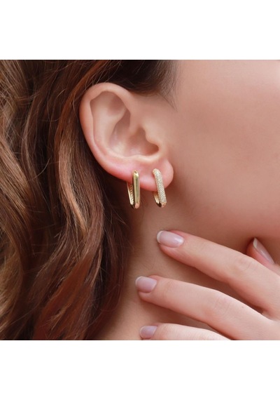 Starlıght Diamond Gold Kaplama Üçgen Küpe Gümüş