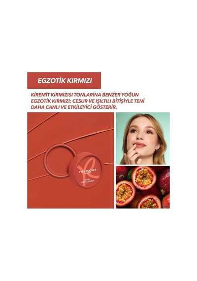 Dudak Ve Yanak İçin E Vitaminli Krem Allık Doğal Bitişli 2'si 1 Arada Renklendirici Egzotik Kırmızı