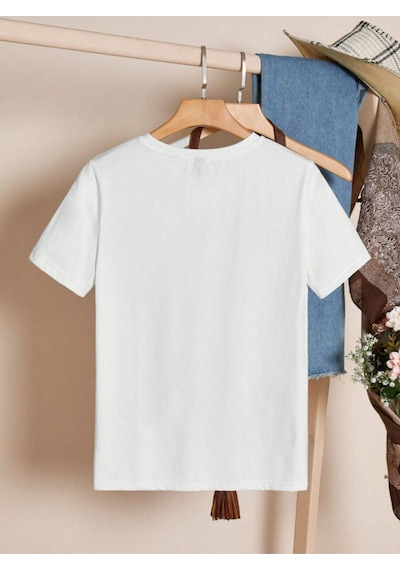 Unisex Pamuklu Ciao Ön Baskılı Tasarım Tshirt Beyaz