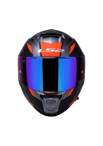 Gökkuşağı Vizörlü + Ls2 Storm 2 Racer Full Face Motosiklet Kaskı Mat Titanyum - Turuncu