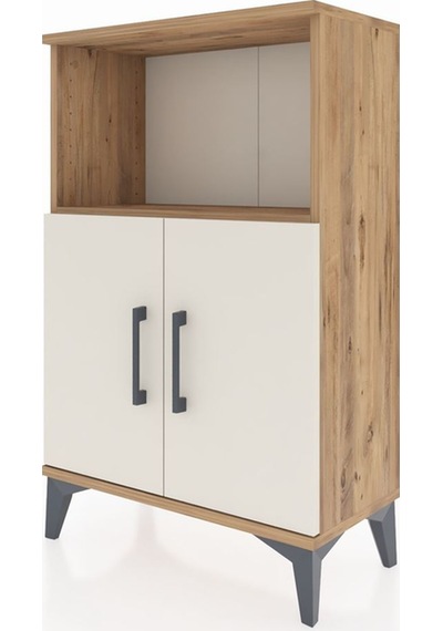 Arges Komodin 2 Raflı 2 Kapaklı 60x30x96 Çam-aytaşı Çam