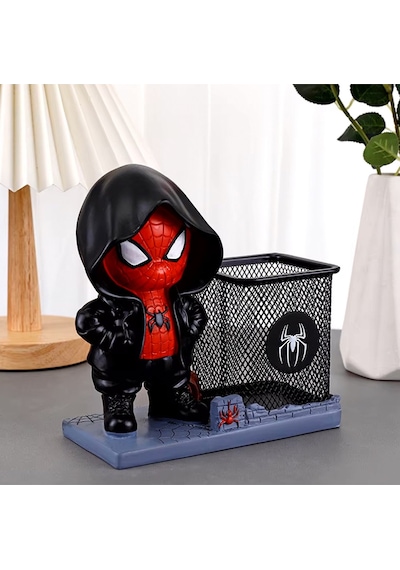 Spıderman Pen Figürlü Masaüstü Kalemlik - Siyah Siyah