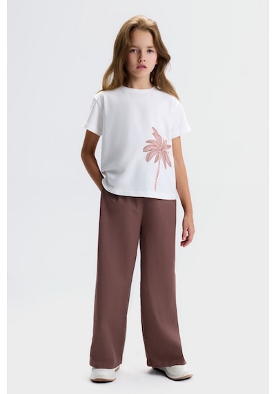 Xo Kids Kız Çocuk 3lü Alt Üst Kombin Takmı 8-14 Yaş Set0505 Kahverengi