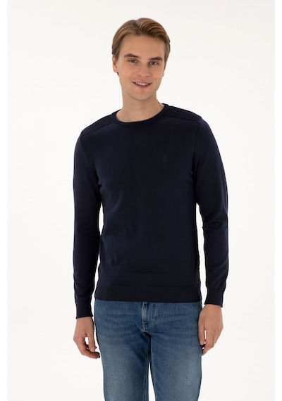U.S. Polo Assn. Erkek Slim Fit Bisiklet Yaka Lacivert Basic Kazak 50307779-VR033