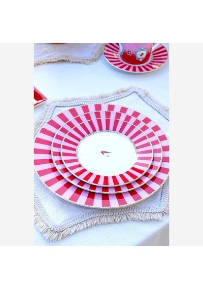 Kırmızı Pembe Porselen Yemek Tabağı 26,5 Cm