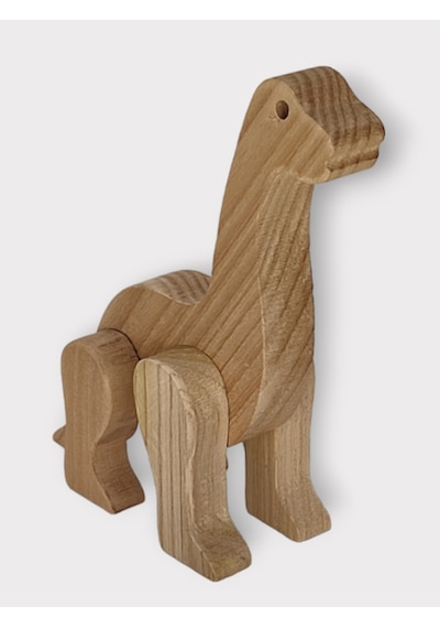 Cwwtoys Dinos Boyasız Ahşap Dinozor Oyuncağı, Masif Kayın, 18 Ay+