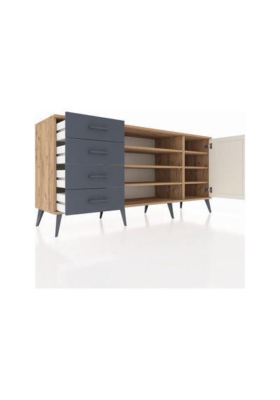 Hyperion Konsol 6 Raflı 4 Çekmeceli Tek Kapaklı 176x44x83 Çam-aytaşı/antrasit Aytaşı/antrasit Hyperion Konsol 6 Raflı 4 Çekmeceli Tek Kapaklı 176x44x83 Çam-aytaşı/antrasit Aytaşı/antrasit