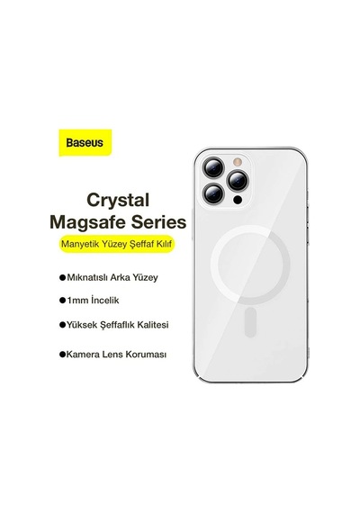 Baseus Crystal İphone 12 Pro Max Kılıf Magsafe Uyumlu Manyetik Kılıf- 5775 Şeffaf