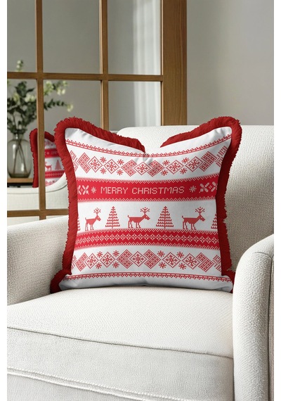Nordik Noel Temalı Saçaklı Yastık Kılıfı - Vintage Kış Rustik Kırmızı Beyaz Püsküllü Kırlent Kılıfı Koyu Ayışığı Gümüş Nordik Noel Temalı Saçaklı Yastık Kılıfı - Vintage Kış Rustik Kırmızı Beyaz Püsküllü Kırlent Kılıfı Koyu Ayışığı Gümüş