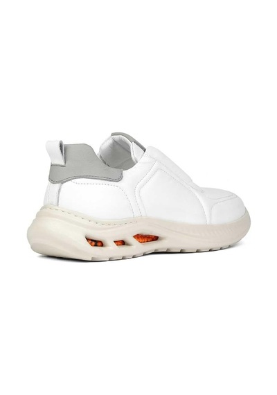 Erkek Beyaz Bağcıklı Kalın Tabanlı Deri Sneaker