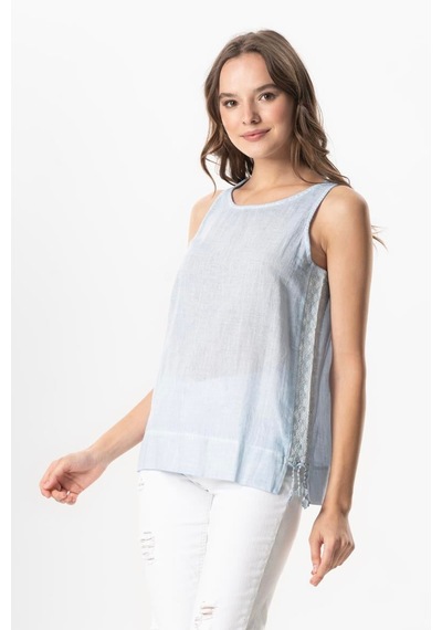 Kolsuz Poplin Zeyno Yazlık Bluz Buz Mavi Bmv Buz Mavi