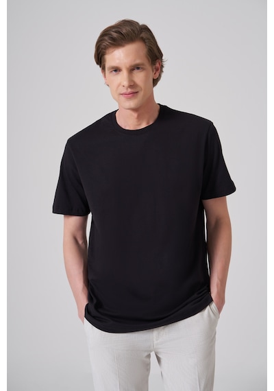 Morven Erkek Siyah Basic Bisiklet Yaka Dynamic Fit Pamuk T-shirt 26yc018008001 Siyah