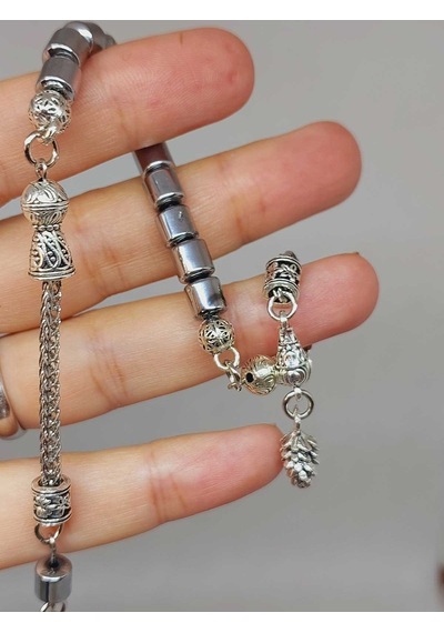 Yasamtohumu Hematit Taşı Silindir Kesim Sallamalık Zaza Tesbih 6mm 48194 Çok Renkli