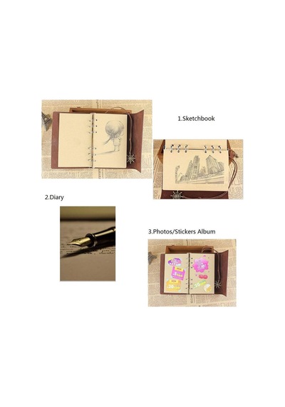 Vintage Doldurulabilir Notebook, Birinci Sınıf Pu-deri Klasik Kabartmalı Travel Journal Günlük Boş Sayfa Ve Retro Kolye Ucu Mavi