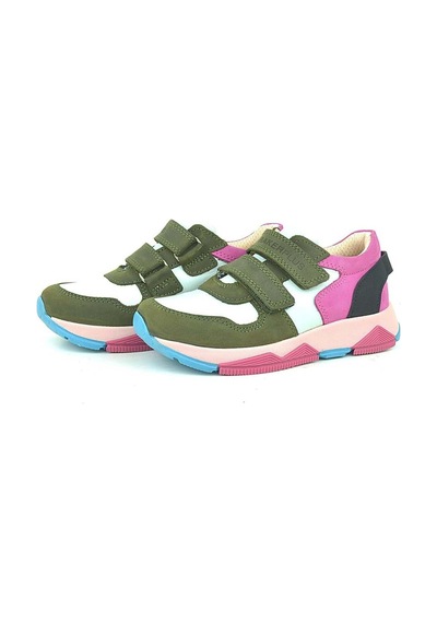Ortopedikal 3880 Rakerplus Hakiki Deri Yeşil Beyaz Pembe Çocuk Sneakers Spor Ayakkabı Cırtlı Yeşil Beyaz Pembe